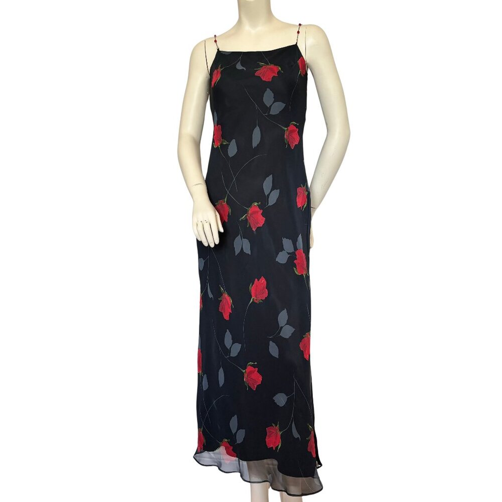 Scott McClintock Floral Vintage Slip on Maxi Dress with Beaded Straps Size 4